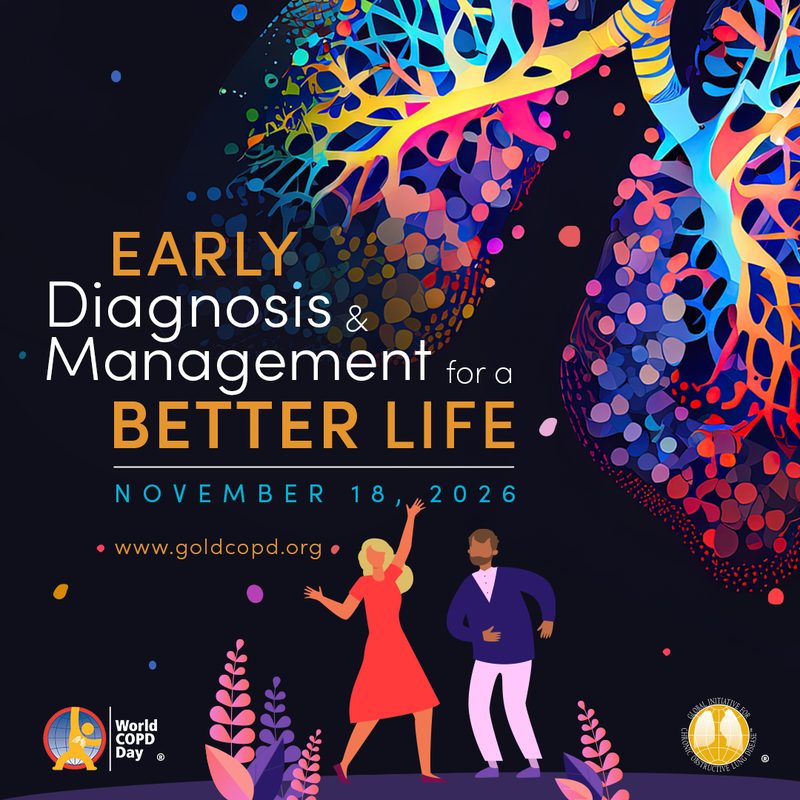 GOLD's World COPD Day 2026 graphic: Early Diagnosis & Management for a Better Life, November 18, 2026