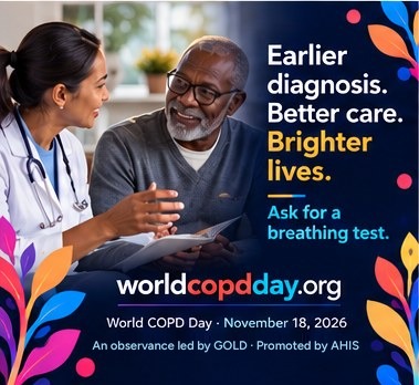 A clinician talks with an older patient at a table. Text: Earlier diagnosis. Better care. Brighter lives. AI-generated image.